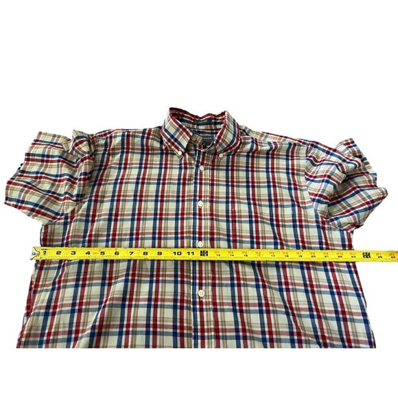 Saddlebred Mens Button Down Shirt Multicolor Large Collared Short Sleeve Plaid - Picture 5 of 7